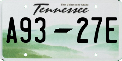 TN license plate A9327E