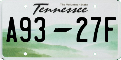 TN license plate A9327F