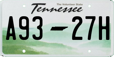 TN license plate A9327H
