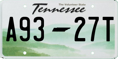 TN license plate A9327T