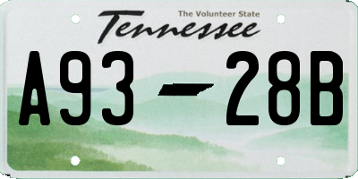 TN license plate A9328B