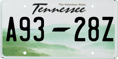 TN license plate A9328Z