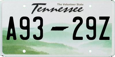 TN license plate A9329Z