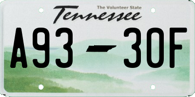 TN license plate A9330F