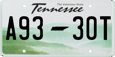 TN license plate A9330T