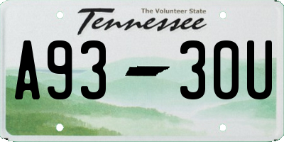 TN license plate A9330U