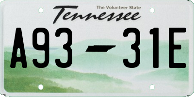 TN license plate A9331E