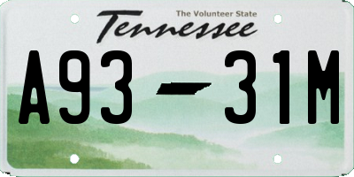 TN license plate A9331M