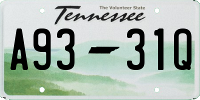 TN license plate A9331Q