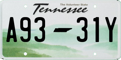 TN license plate A9331Y