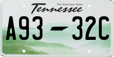 TN license plate A9332C