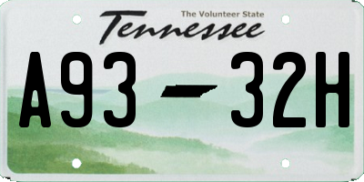 TN license plate A9332H