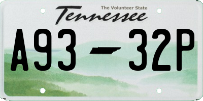 TN license plate A9332P