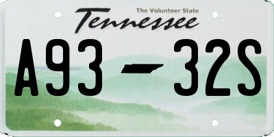 TN license plate A9332S