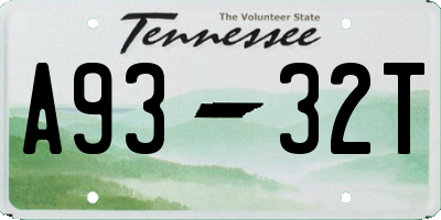 TN license plate A9332T