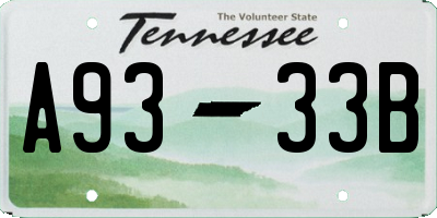 TN license plate A9333B