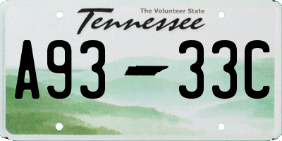 TN license plate A9333C