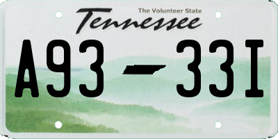 TN license plate A9333I