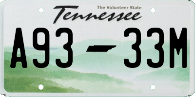 TN license plate A9333M
