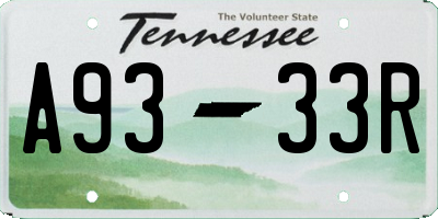 TN license plate A9333R