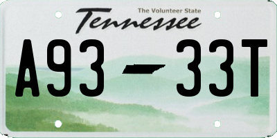 TN license plate A9333T