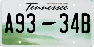 TN license plate A9334B