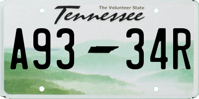 TN license plate A9334R