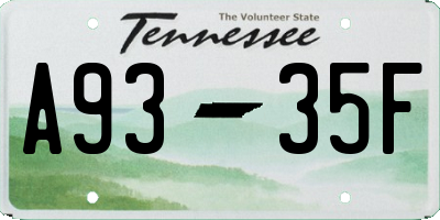 TN license plate A9335F