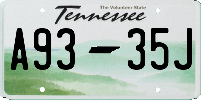 TN license plate A9335J