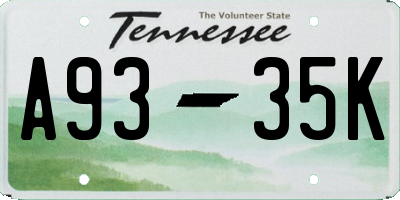 TN license plate A9335K