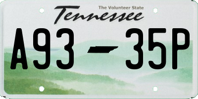 TN license plate A9335P