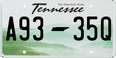 TN license plate A9335Q
