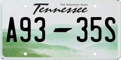 TN license plate A9335S