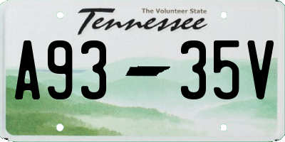 TN license plate A9335V