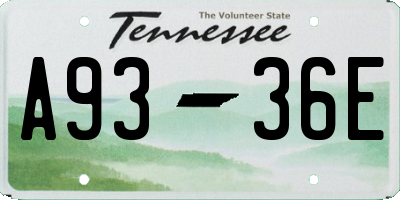 TN license plate A9336E