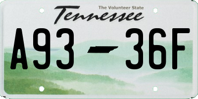TN license plate A9336F