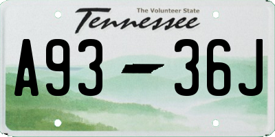 TN license plate A9336J