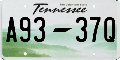 TN license plate A9337Q