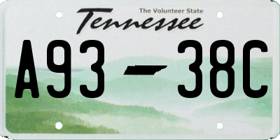 TN license plate A9338C
