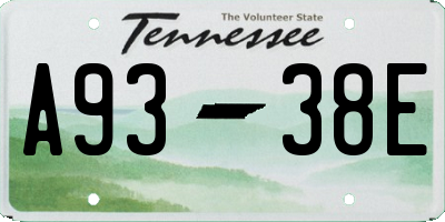 TN license plate A9338E