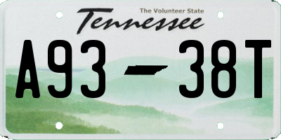 TN license plate A9338T