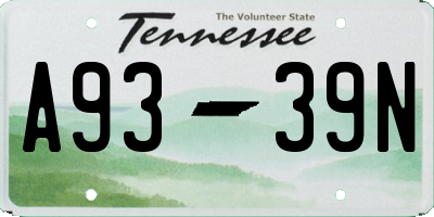 TN license plate A9339N