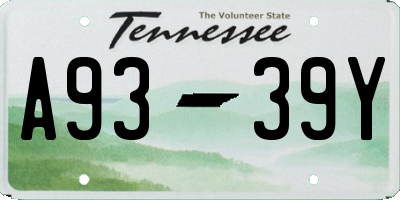 TN license plate A9339Y