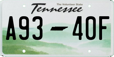 TN license plate A9340F