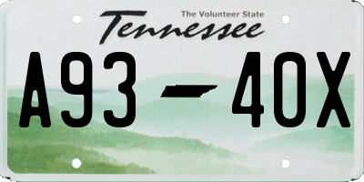 TN license plate A9340X
