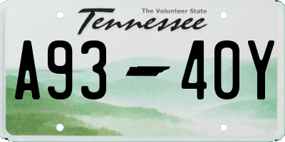 TN license plate A9340Y