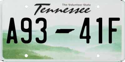 TN license plate A9341F