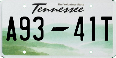 TN license plate A9341T