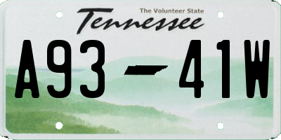 TN license plate A9341W
