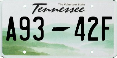 TN license plate A9342F